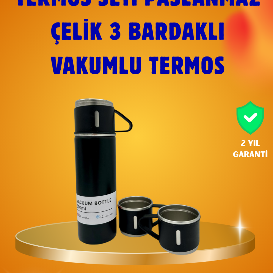 500 ml Heat Protected Steel Thermos and Cup Set | Silicone Based, Stylish and Practical