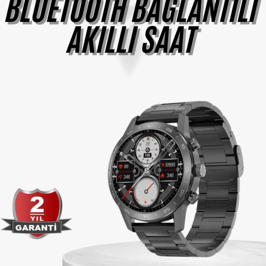 Smart Watch for Men Steel Strap Bluetooth Connected iOS and Android Compatible