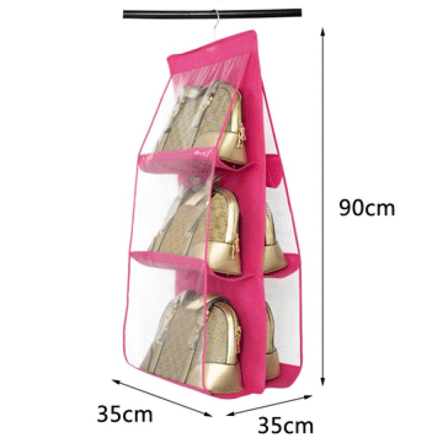 6-Eye Practical In-Cabinet Bag Hanger/Organizer (Pink)