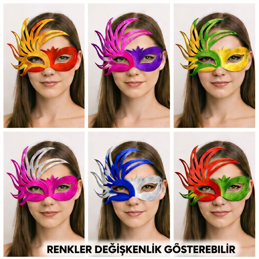 Set of 6 Double Color Venetian Cardboard Party Masks