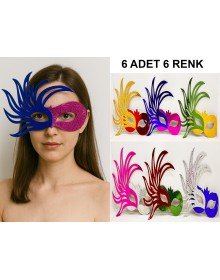 Set of 6 Colorful Prom Masks | Cardboard & Elastic (Adult-Child Compatible)