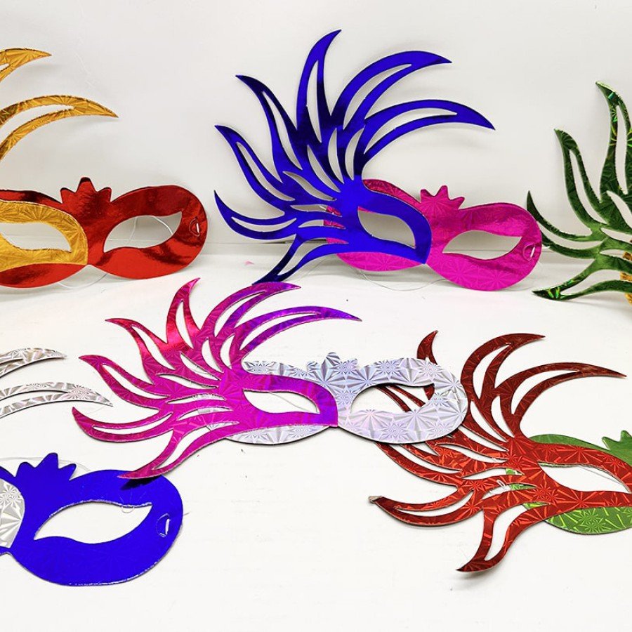 Set of 6 Colorful Prom Masks | Cardboard & Elastic (Adult-Child Compatible)