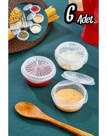 6-Piece Transparent Mini Sauce Bowl with Fan Lid - Ketchup Mayonnaise Container - Coffee Candy Turkish Delight Bowl