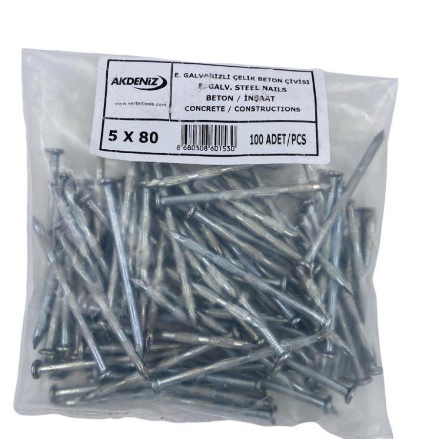 Akdeniz 5X80 Channeled Steel Nails 100 pcs