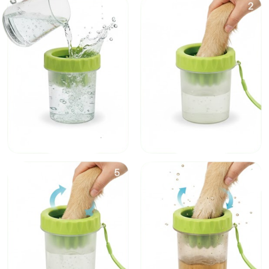 Silicone Bristle Dog Paw Cleaning Bowl Portable for Medium-Large Breeds
