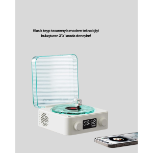 3-1 Wireless Bluetooth Speaker – With Night Light, Clock, Retro Design