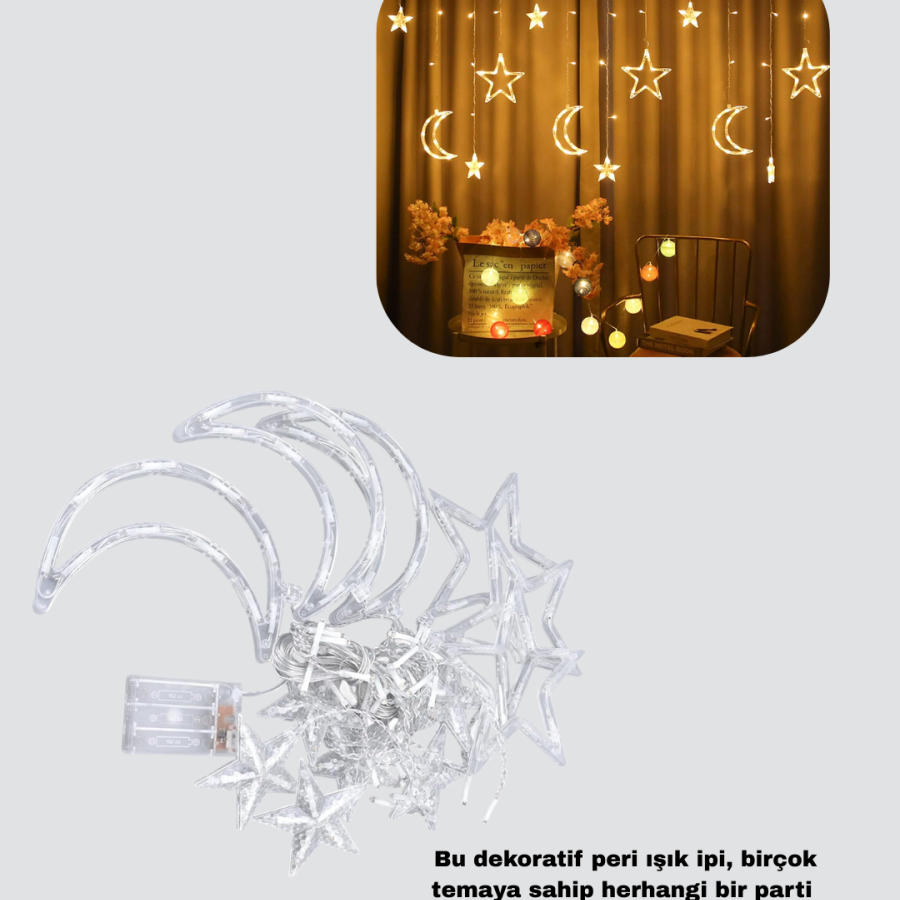 126 LED Star Moon Curtain Light Plug-in Decorative Lighting