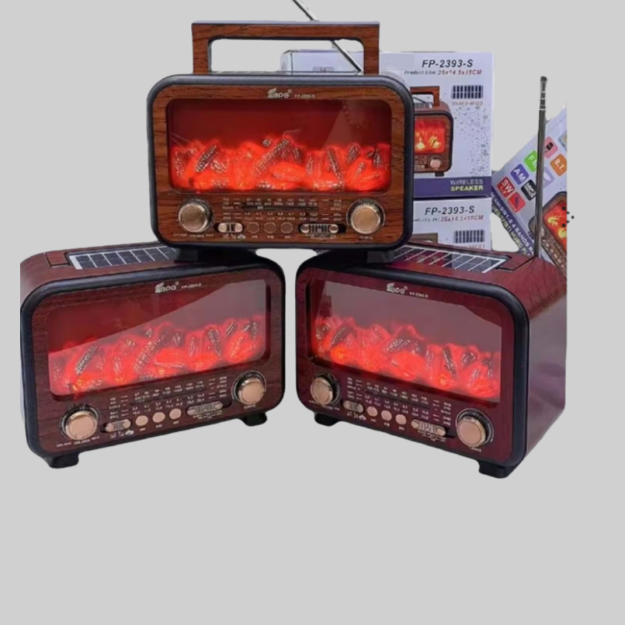 Solar Bluetooth Speaker with Fireplace Flame Light – 7W Powerful Sound, FM Radio Solar Bluetooth Speaker with Fireplace Flame Light – 7W Powerful Sound, FM Radio
