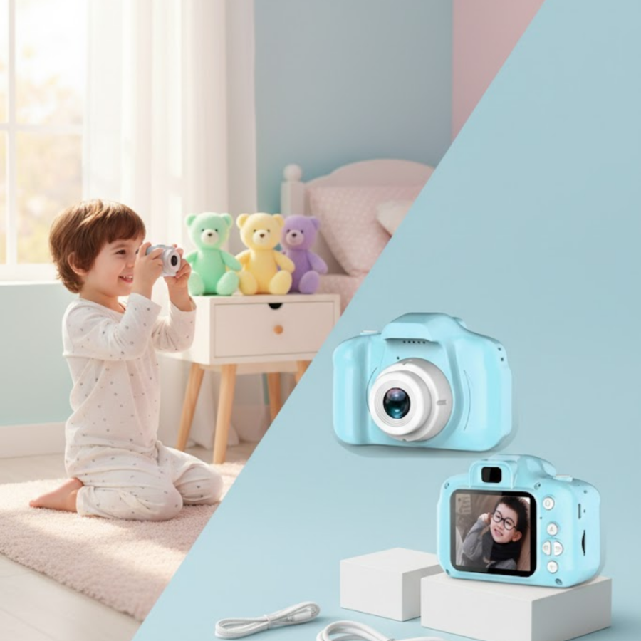 Blue Mini Digital Camera USB Rechargeable Compact Recorder with HD Video and Photo Capture
