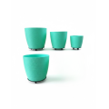 4-Piece 3D Footed Green Flower Pot Set Decorative Modern Design