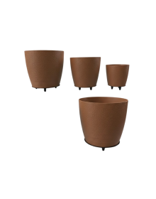 4-Piece 3D Modern Brown Vase Set with Footed Decorative Flower Pot Set