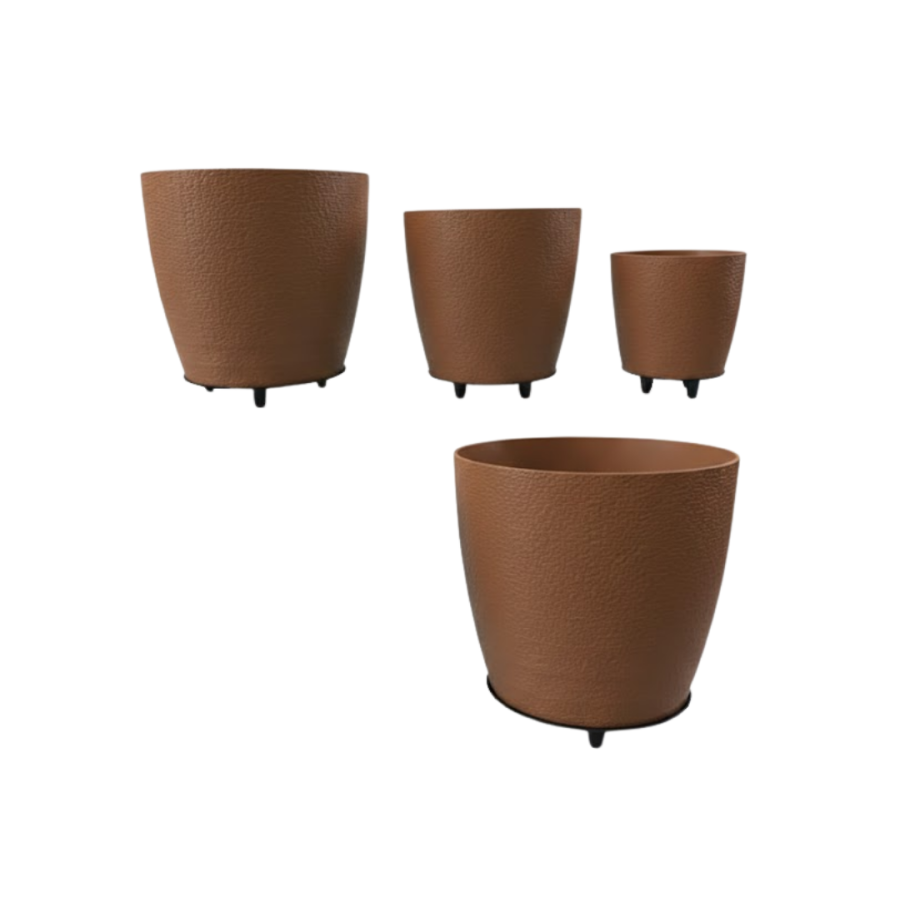 4-Piece 3D Modern Brown Vase Set with Footed Decorative Flower Pot Set 4-Piece 3D Modern Brown Vase Set with Footed Decorative Flower Pot Set
