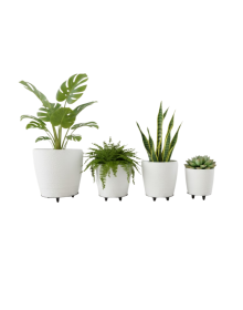 4-Piece 3D Stylish White Flower Pot Set Modern Footed Decorative Vase