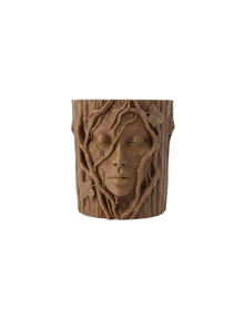 3D Tree Trunk Formed Decorative Flower Pot with Face Figure Artistic Design Vase