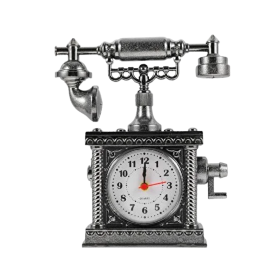 Decorative Retro Telephone Table Clock with Alarm Clock