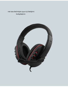 Red Headset with Microphone and Adjustable Comfortable Design