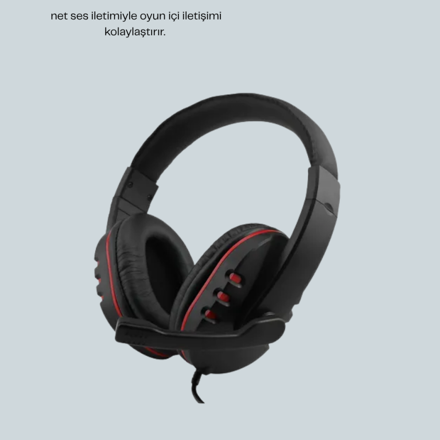 Red Headset with Microphone and Adjustable Comfortable Design