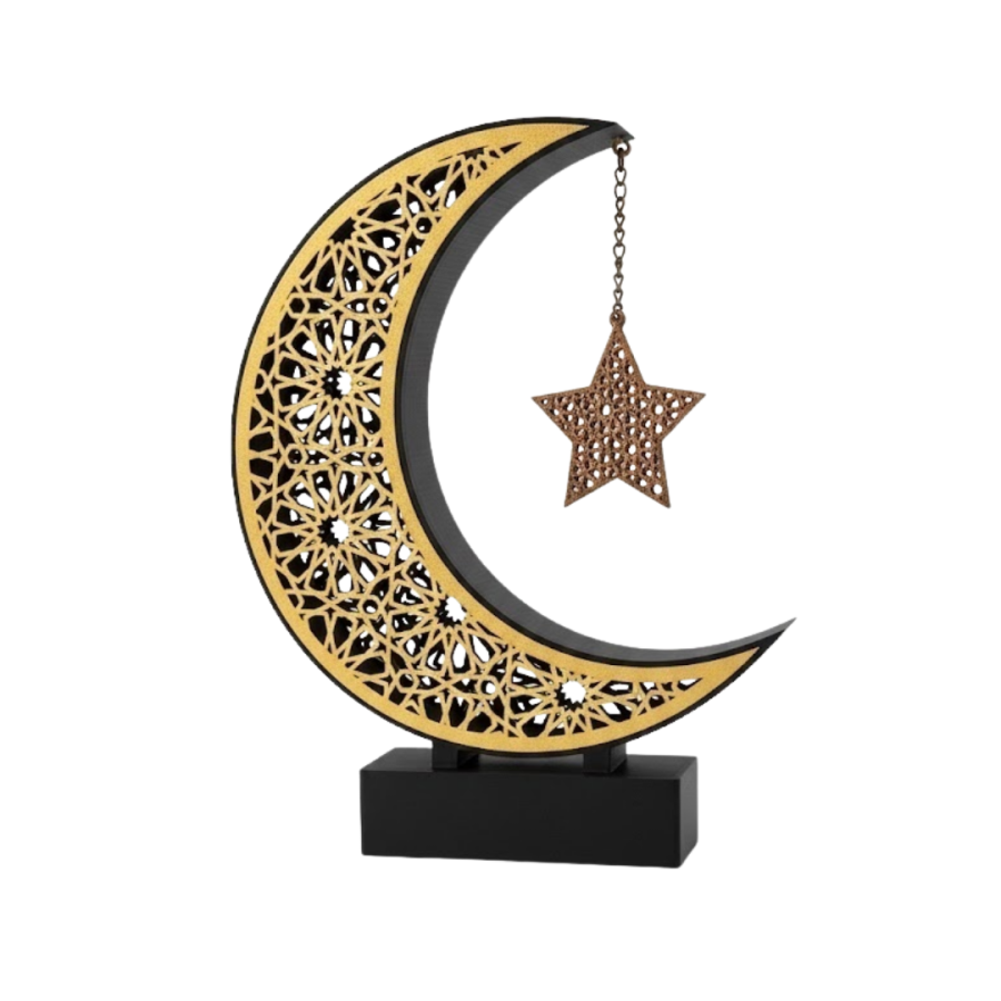 3D Crescent Star Table Top Decoration 23x23 cm Ramadan Concept Design 3D Crescent Star Table Top Decoration 23x23 cm Ramadan Concept Design
