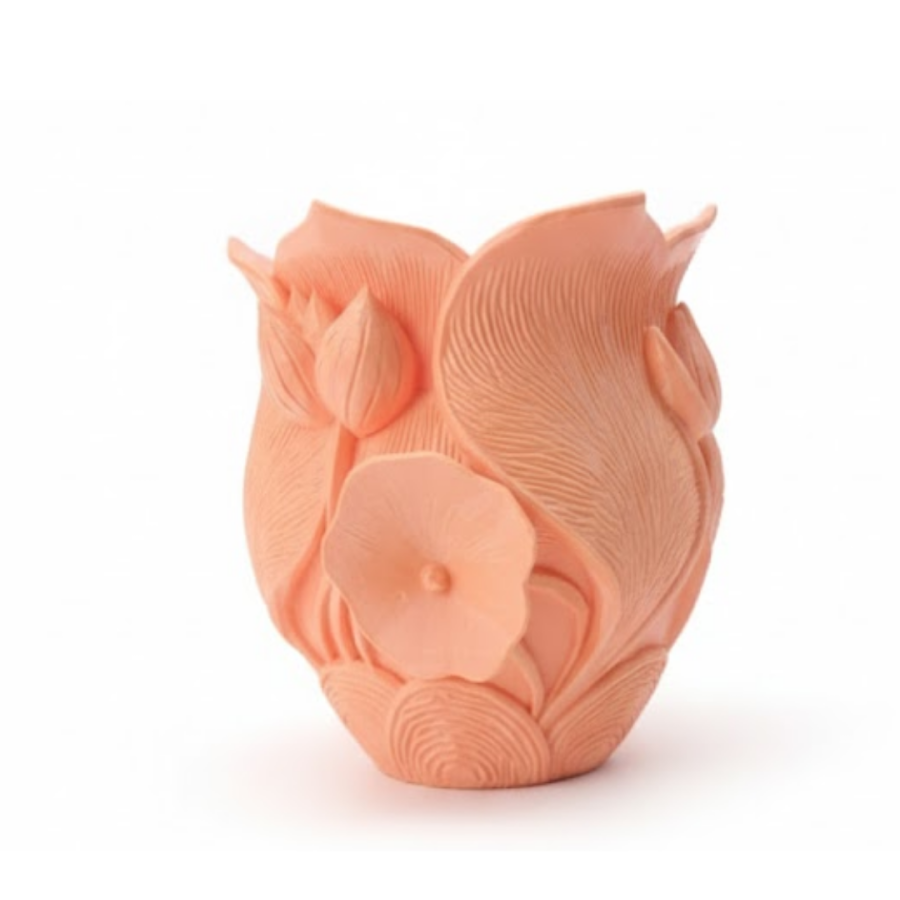 Orange Decorative Vase with 3D Embossed Flower Motif Orange Decorative Vase with 3D Embossed Flower Motif