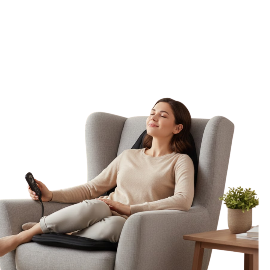 Heated Massage Seat Cushion with Back Waist Neck and Hip Support