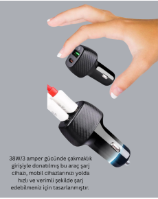38W Vehicle Type Fast Charger with Power Delivery Support