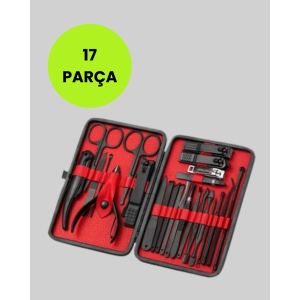 17 Piece Manicure Set with Portable Leather Box