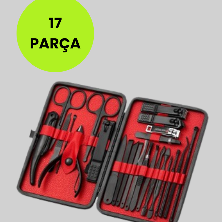 17-Piece Leather Covered Manicure Set