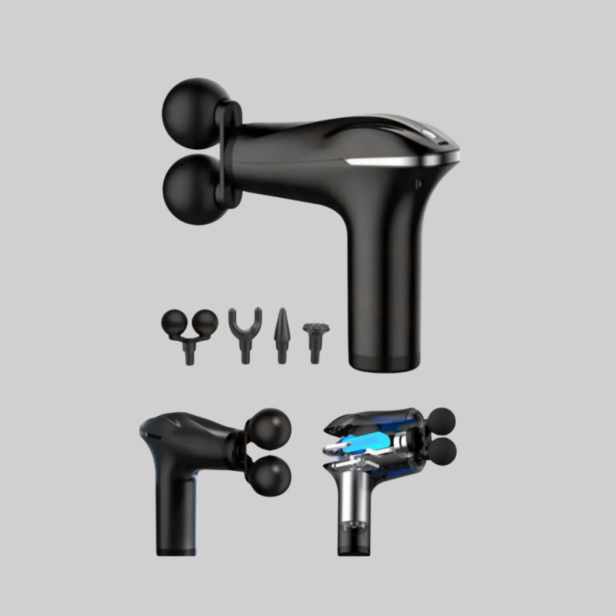 Portable Rechargeable Massage Gun 4 Heads Deep Tissue Massage Tool