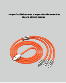 120W Charging Cable with Zinc Alloy Tip – Tangle-Proof 1.2m USB Cable
