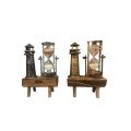 Lighthouse Hourglass Wooden Look Vintage Style Figurine
