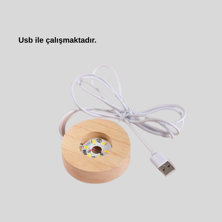 Illuminated Crystal Ball with USB Connection Modern Wooden Based Decor