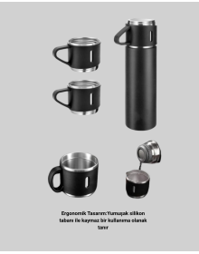 Steel Thermos Cup Set | 500 ml Capacity, Non-Slip Base, Gift Boxed