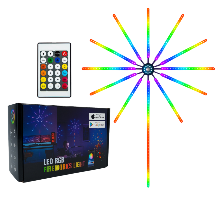 Modular RGB LED Wall Light with Fireworks Effect Remote Control
