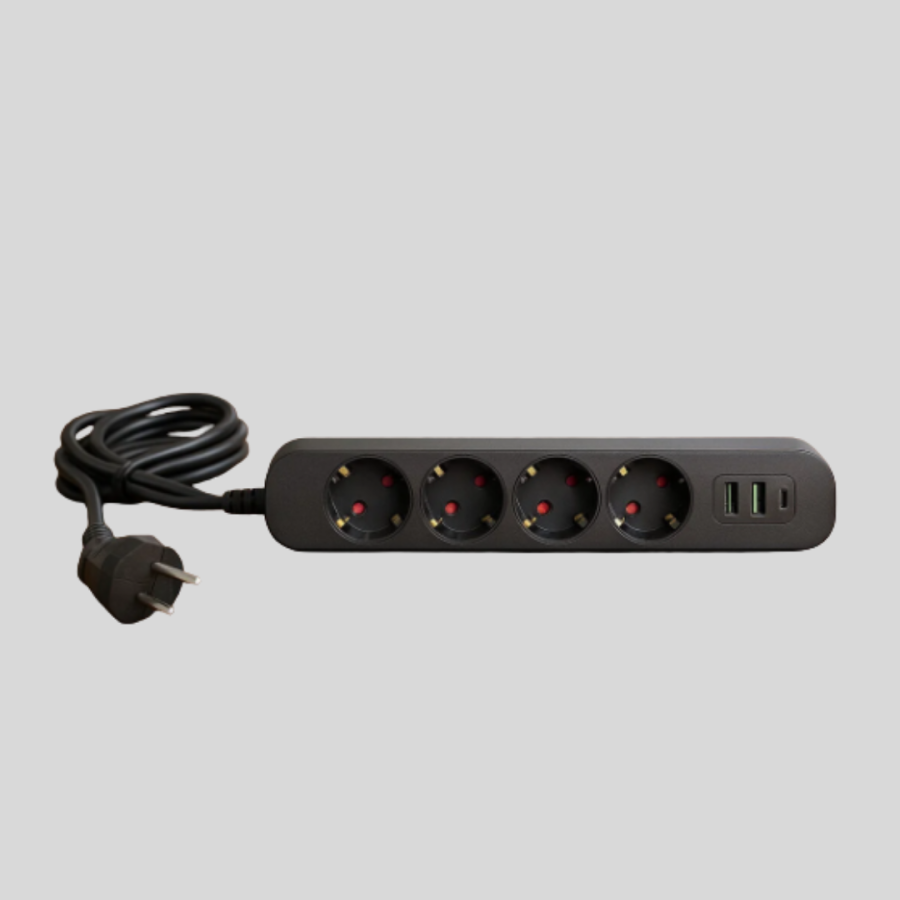 LED Switch Surge Protected Multiple Socket 4 Sockets 3 USB Ports