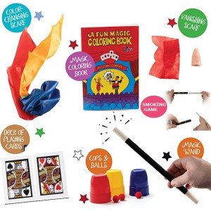 7-Piece Luxury Magic Set (Notebook-Fingers with Handkerchief-Deck-Pack of Cards-Cigarette-Vanishing Cup-Handkerchief)