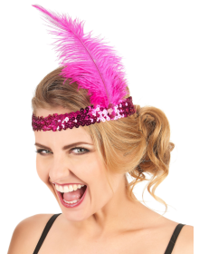 70s, 80s and 90s Themed Fuchsia Color Charleston Hair Band