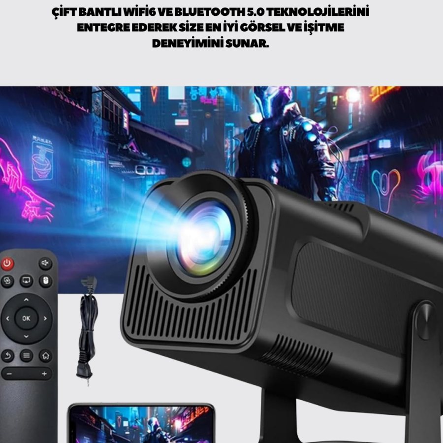 Home Cinema Projector with Long-Lasting Lamp and Built-in Speakers