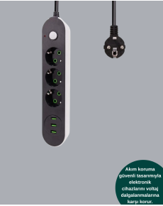 USB Socket Switched Triple Socket with 2 Meter Cable USB Socket Switched Triple Socket with 2 Meter Cable