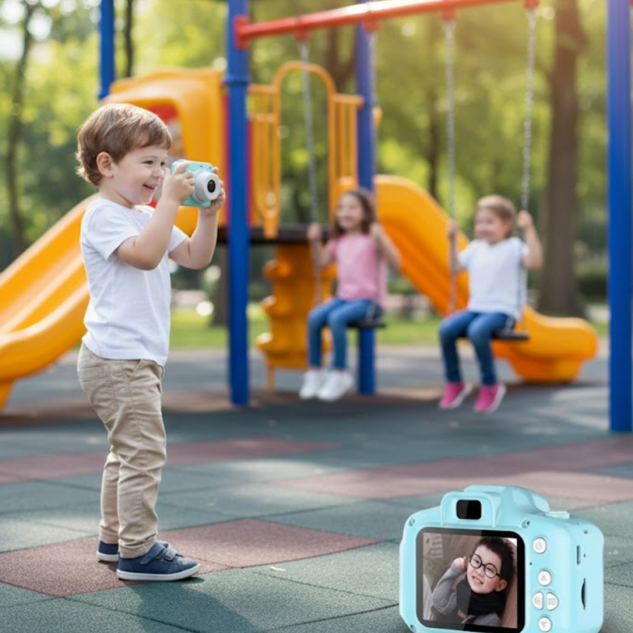Blue HD Mini Camera with Video Photo Shooting Rechargeable Battery Memory Card Supported