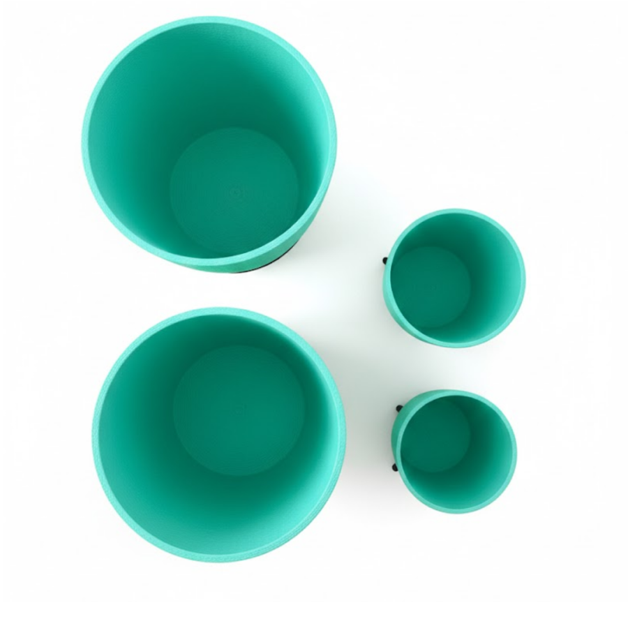 4-Piece 3D Footed Green Flower Pot Set Decorative Modern Design