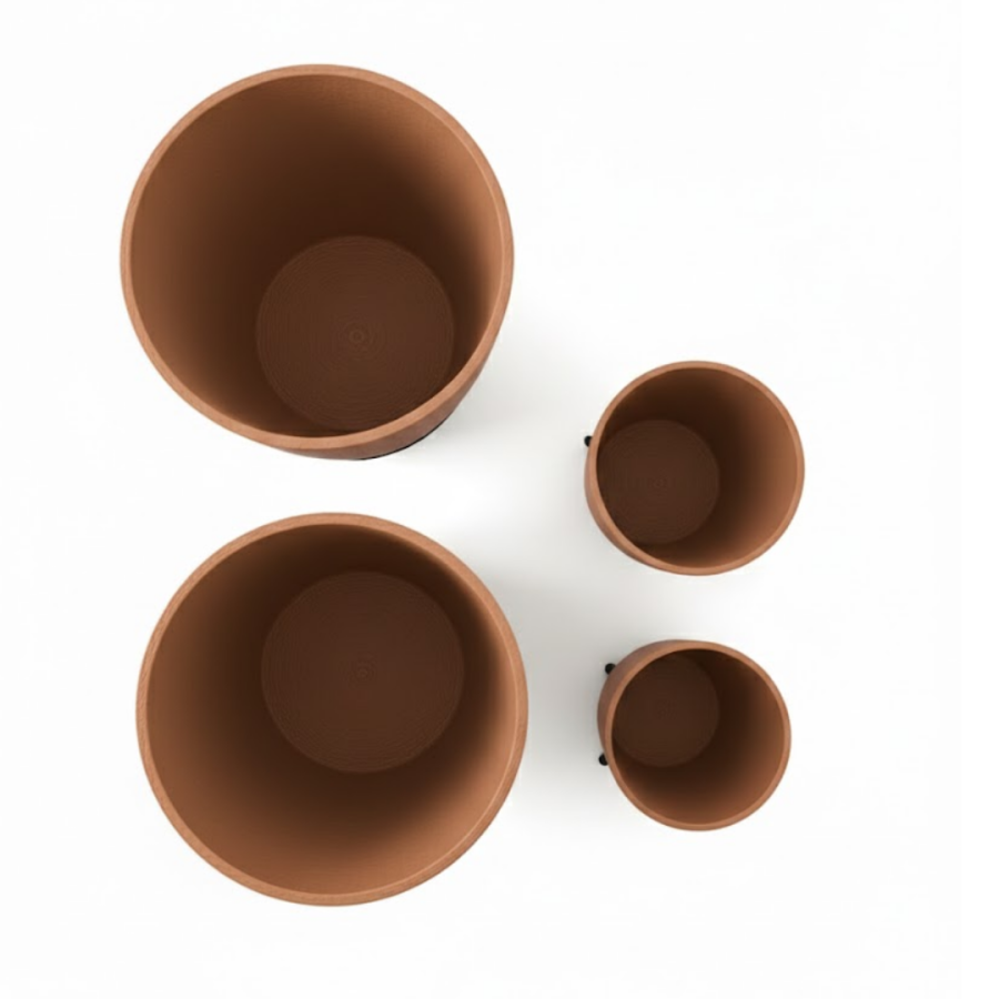 4-Piece 3D Modern Brown Vase Set with Footed Decorative Flower Pot Set 4-Piece 3D Modern Brown Vase Set with Footed Decorative Flower Pot Set