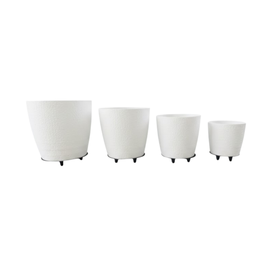4-Piece 3D Stylish White Flower Pot Set Modern Footed Decorative Vase 4-Piece 3D Stylish White Flower Pot Set Modern Footed Decorative Vase