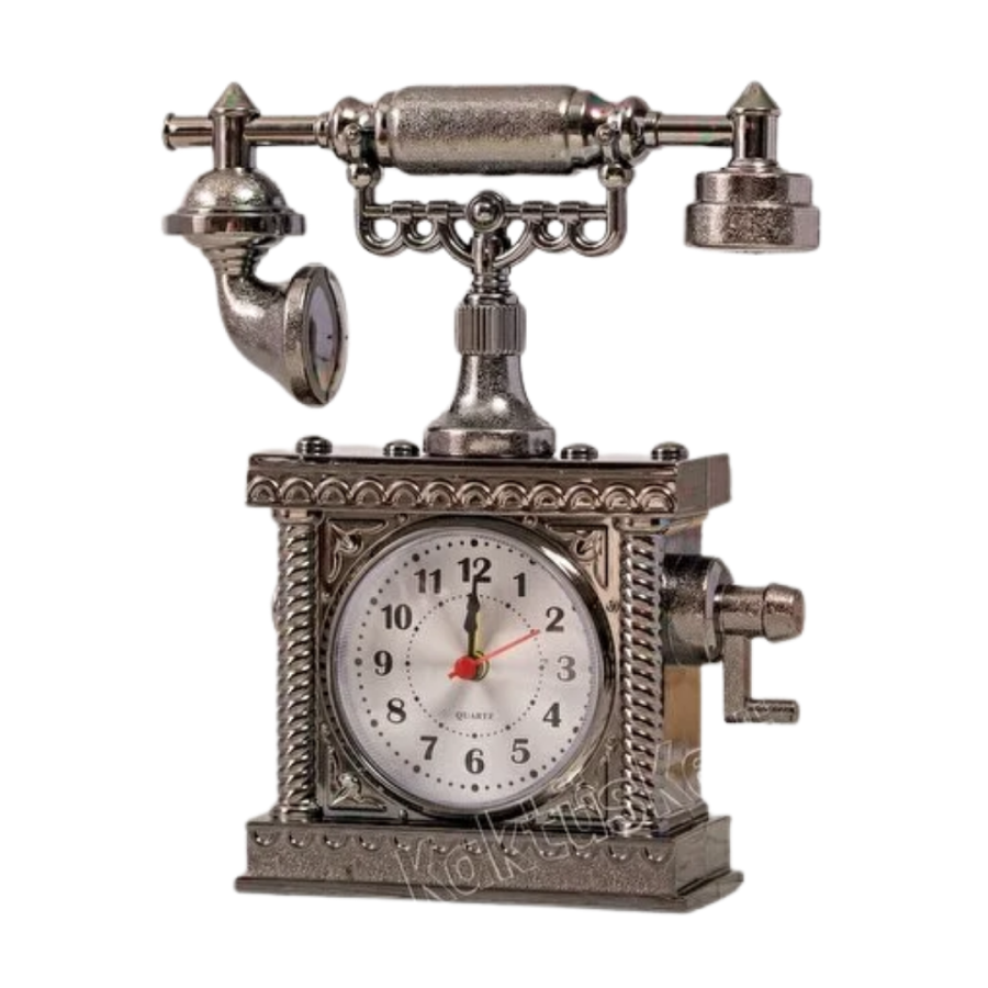 Decorative Retro Telephone Table Clock with Alarm Clock