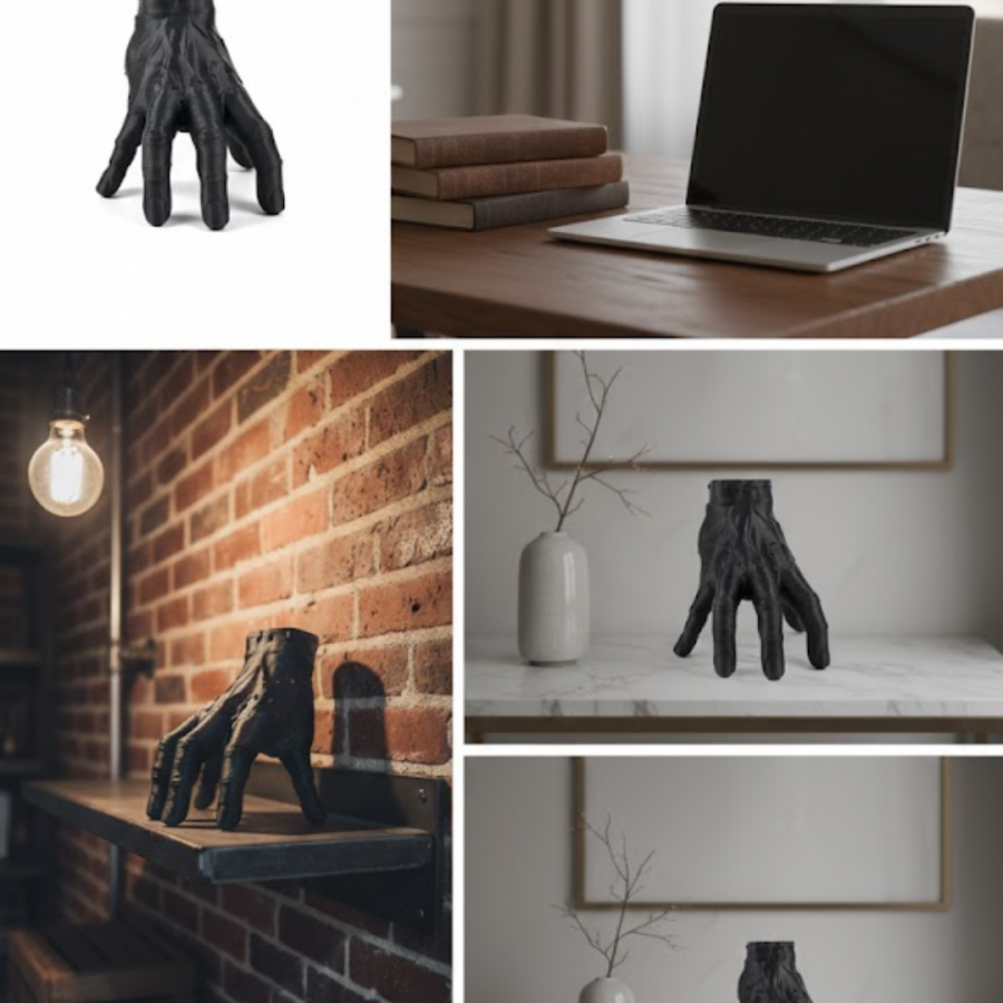 3D Decorative Black Hand Object 17x16 cm Gothic and Modern Accessory