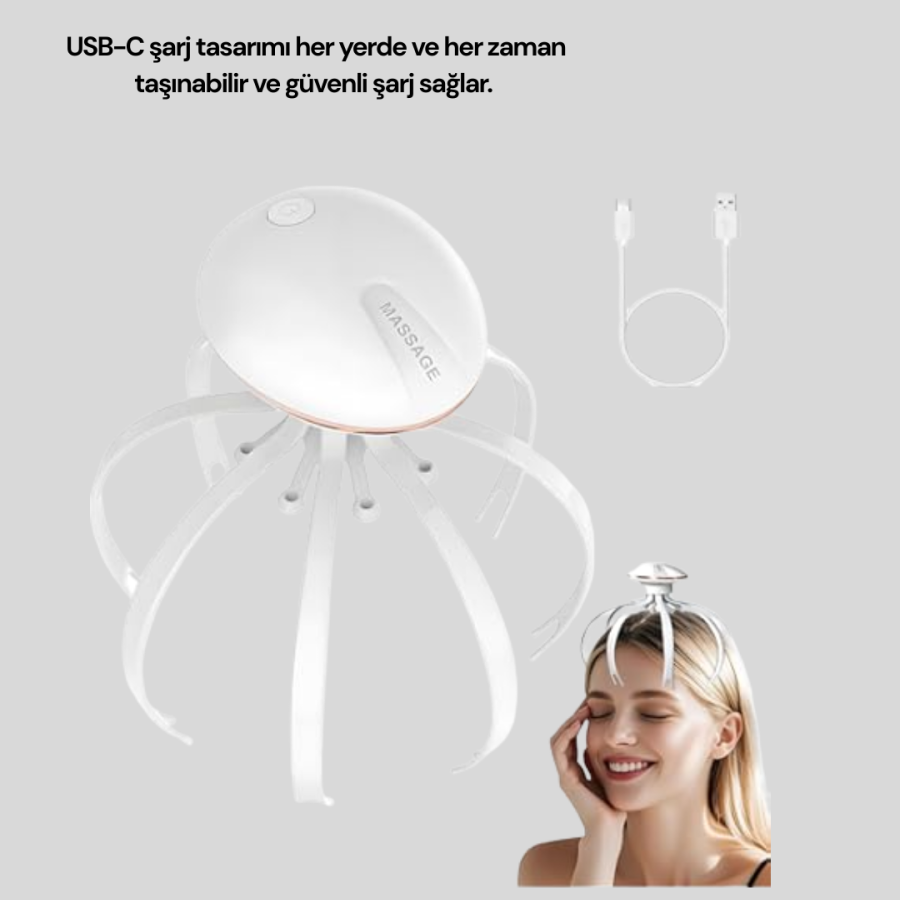 Electric Head Massager 3 Modes USB-C Rechargeable Relaxing Massager