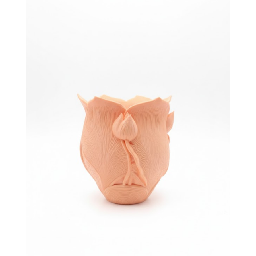 Orange Decorative Vase with 3D Embossed Flower Motif Orange Decorative Vase with 3D Embossed Flower Motif