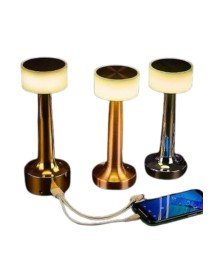 Gold Color Table and Night Light Touch Rechargeable Table Lamp