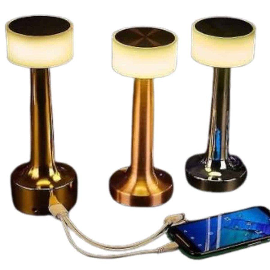 Gold Color Table and Night Light Touch Rechargeable Table Lamp