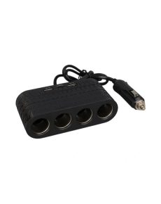 In-Vehicle Power Distributor 4 Cigarette Lighter Holders 2 USB 1 Type C Charging Unit
