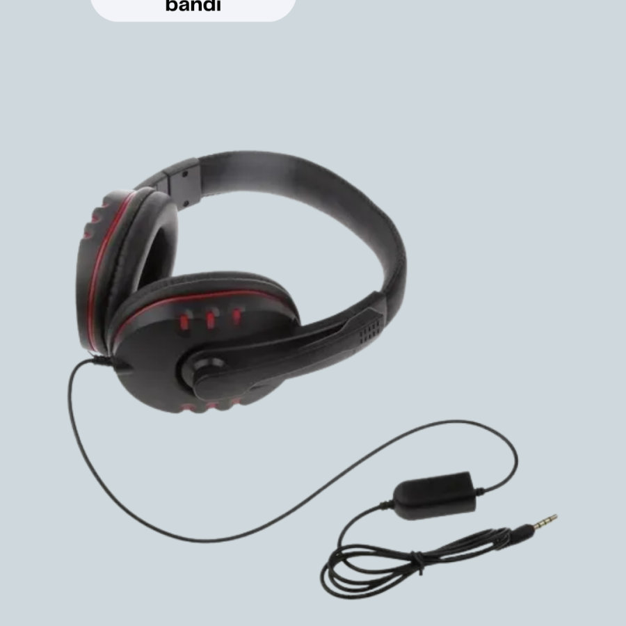 Red Headset with Microphone and Adjustable Comfortable Design